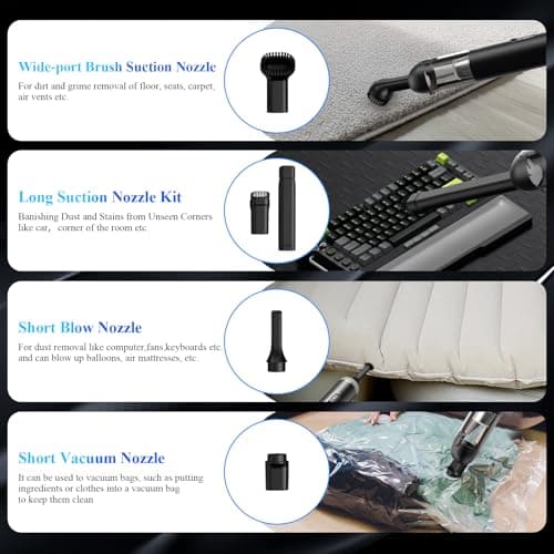 Minthouz Car Vacuum Portable Cordless - 20000PA High Power Handheld Vacuum with LED Display, 2.5H Fast Charging Up to 45 Mins of Runtime, Hand Vac Cordless Rechargeable for Car Home Corner Cabinet - Thumbnail 5
