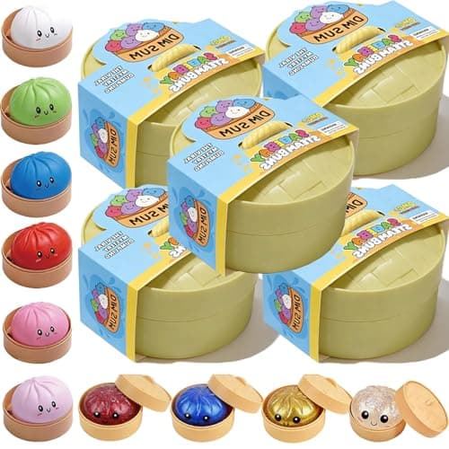 Vimilove Glitter Dumpling Squishy Set - Colorful Sensory Stress Relief Collections, Random Squishy Gift Box with Sparkly Dumplings for Party Favors & Collectibles (Random-5PC)