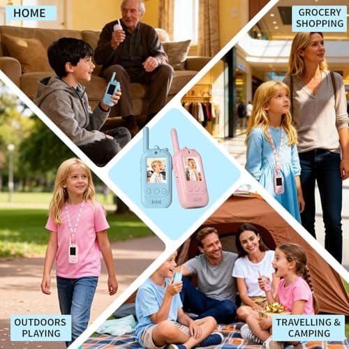 Video Walkie Talkies, Kids Reliable Communication Toys with Screen, Video Walkie Talkies for Kids with Voice Changer, Easy Walkie Talkie Toys Gifts for Home Outdoor Use Ages 3-12 (Pink) - Thumbnail 5
