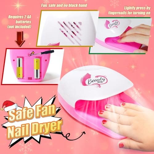 Geek Cheers Kids Nail Polish Set for Girls, All in One Nail Art Kit with Nail Dryer/ Glitter Pen/ Nail Pen/ Eyeshadow - Birthday and Christmas Gifts for Girls Ages 5-12 - Thumbnail 2