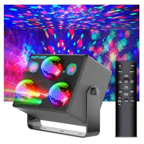 Disco Ball Party Lights,Pro 6 in 1 Disco Lights Sound Activated Dj Strobe with RGB&OGB Disco Balls,Laser Light Show,Ocean Lamp,Star Projector,2 RGB LEDs-Perfect for Disco Glow Party Rave Dance - Image 1