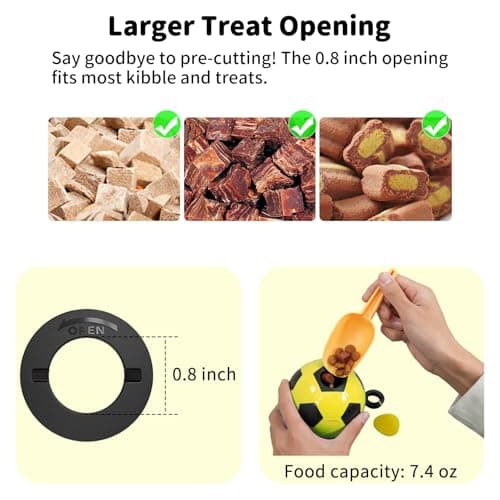 JoyBruko Interactive Dog Toys Treat Dispensers - Giggle Squeaky Dog Soccer Ball Rewards Puzzle to Keep Them Busy, Mental Stimulation Enrichment Food Dispensing for Small Medium Large Breeds, Yellow - Thumbnail 4