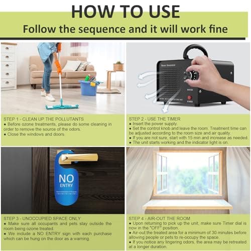 Medvoe 0zone Generator 65000mg - O3 Air Purifier for Home & Car, Ozone Machine Odor Removal for Smoke & Pet (Black) - Thumbnail 6