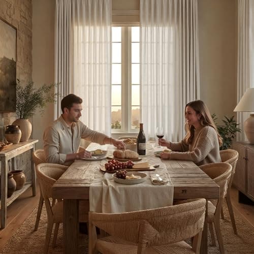 NICETOWN Semi Sheer Curtains 63 inch Length 2 Panels for Bedroom, Rod Pocket & Back Tab Faux Linen Blend Window Treatments Light Filtering Home Decor for Farmhouse, Natural, W55 x L63 - Thumbnail 5