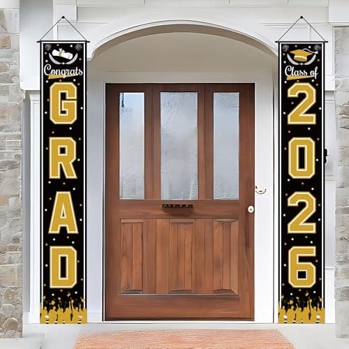 OHOME Graduation Decorations 2026 - Black Congrats Grad Porch Banner for Graduation Party Decorations - Class of 2026 - Party Favors Supplies Backdrop Yard Signs Decor - Image 1