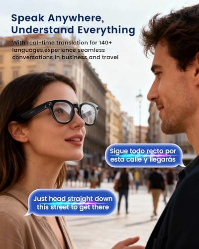 Orpnkna AI Smart Glasses with 8MP Camera, Continuous 12-Min 1200P Video Recording, Real-Time Translation & Voice Assistant, Open-Ear Bluetooth Audio for Vlogging, Travel & Meetings - Thumbnail 5