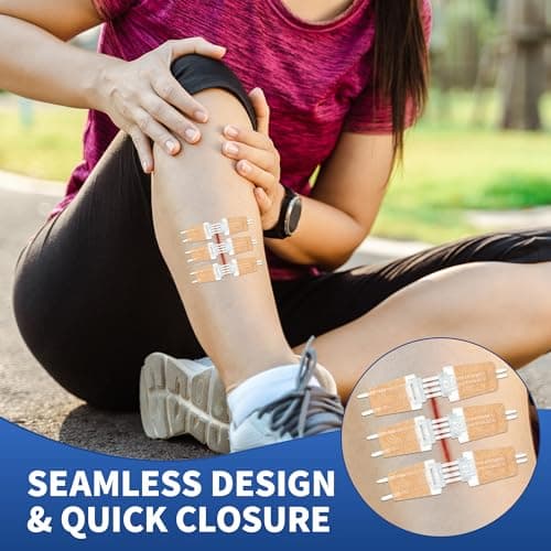 RYNORA 6 Pack Wound Closure Strips Butterfly Bandages(0.8"x 3"),Repair Wounds Without Stitches, Quick Clot Zip Stitch Wound Closures Device for First Aid Kits, Outdoor Activities, and Home Use - Thumbnail 2