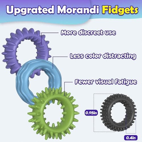 Fidget Toys Kids Sensory Ring: 24 Pack Textured Finger Rings - ADHD Autism Kids Sensory Calming Toys - Quiet Skin-Picking Fidgets for Classroom - Thumbnail 2