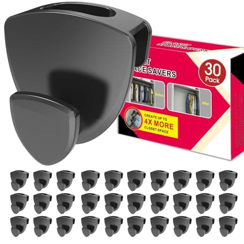 Latoxcaa Space Saving Hanger Hooks 30Pcs, Upgrade Heavy Duty Space Saver Hangers Connector Hooks for Clothes, Premium Hanging Closet Organizer for Dorm, Ganchos para Colgar Ropa, Black - Image 1