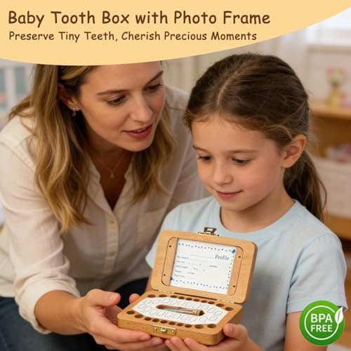Tooth Fairy Tooth Holder, Handcrafted Natural Wood Storage Box with Fairy Gold Coin, Ideal for Baby Teeth Umbilical Cord Lanugo, Odorless Non-toxic Keepsake Organizer for Lost Teeth Preservation - Thumbnail 5