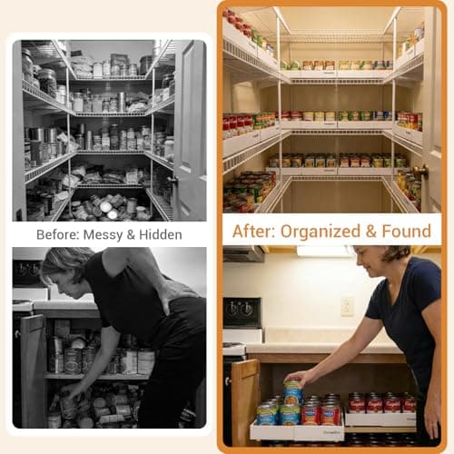 Soclik Adjustable Can Organizer for Pantry, Pull-Out Pantry Organizers and Storage, Soda Can Organizer - Great for Pantry, Kitchen Cabinet & Countertop (16.5" L x 12.2" W x 2.8" H (Adjustable Width)) - Thumbnail 2