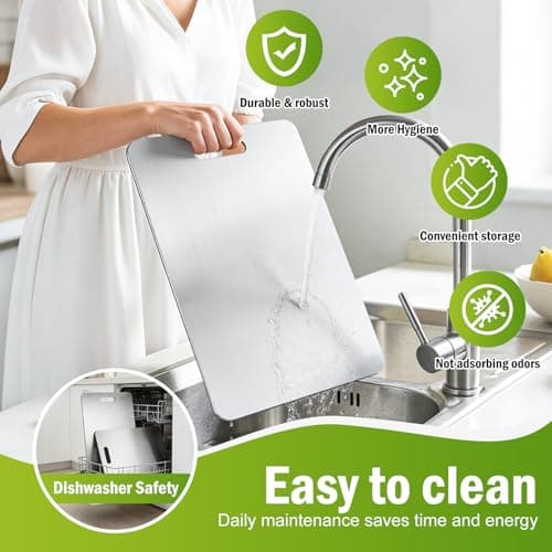 Titanium Cutting Board, 100% Pure Titanium Cutting Boards for Kitchen, Dishwasher Safe Chopping Board, Double Side Designed for Separating Raw Meat, Fruits and Vegetables,Odor Resistant(12"L x 9"W) - Thumbnail 4