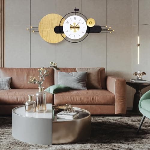 AXAORIRA 47x19 Inches Modern Large Wall Clock Battery Operated Silent, Non-Ticking Quartz Decorative Analog Clocks for Living Room, Bedroom, Hallway - Ideal Gift for Home Decor Lovers - Thumbnail 2