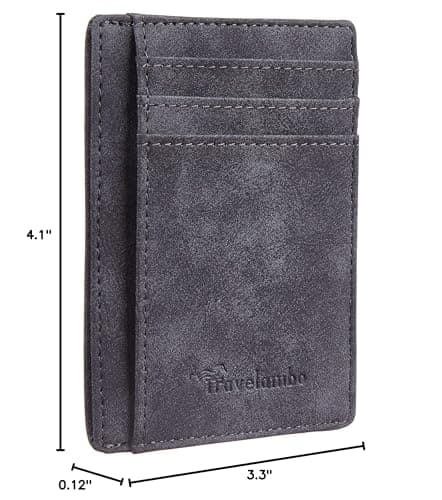 Travelambo Slim Wallet Front Pocket Minimalist Leather RFID Blocking Medium Size - Thumbnail 5