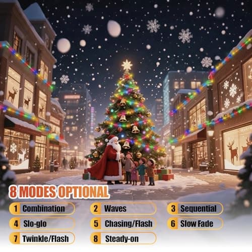 AurNyvaMay (Multicolor Fairy Light Solar Outdoor 33Ft 100 LED Rope Lights for Outside 8 Modes Solar Rope Lights Outdoor Waterproof for Patio Fence Party Garden Yard Home Holiday Tree Decoration. - Thumbnail 4