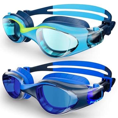 HIGAHY Swim Goggles for Kids 6-14, 2 Pack Anti-Fog UV Protection Clear Swimming Goggles, Leakproof Pool Swim Goggles for Boys Girls - Image 1