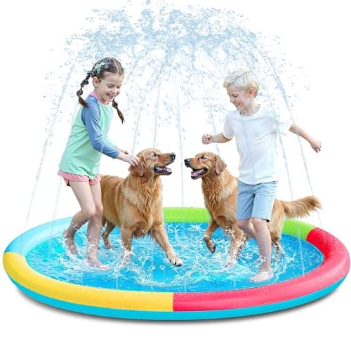SLOOSH 72" Non-Slip Splash Pad Sprinkler - Outdoor Water Play Toys Backyard Fountain Mat for Toddlers Kids Dogs, Thickened Sprinkler Outside Pool Party Durable for Girls Boys Pets (72in, Multicolor)