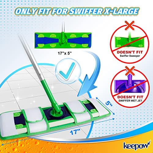 KEEPOW XL Wet Pads Refills for Swiffer XL, Wet Mopping Cloths for Swiffer XL Mop, Reusable Microfiber Mop Pads for Hardwood Floor, 4 Pack - Thumbnail 2