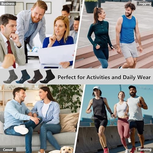 RTZAT Men's Women's 90% Merino Wool Ankle Athletic Business Casual Running Moisture Wicking Arch Support Thin Wool Socks, Navy, Medium - Thumbnail 2