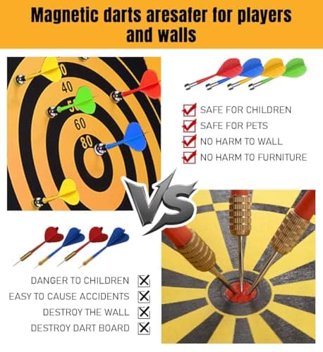 Givevan Magnetic Dart Board for Kids, Gifts Ideas for Teenage Boys Girls, Dartboard Games, Toys for Teen Age 6 7 8 9 10 11 12 13 14 15 16 Years, Cool Stuff for Christmas, Room Decor - Thumbnail 4