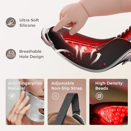 Red Light Therapy for Eyes, Under Eye Red Light Eye Mask for Fine Lines Eye Bags, 3 Modes Face Mask Device, Infrared Light Therapy for Dark Circles, Visual Wellness, Eye Fatigue, Jet Lag - Thumbnail 6