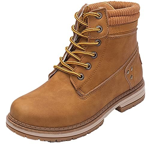Athlefit Women's Lace-Up Work Hiking Combat Ankle Boots Camel Size 7