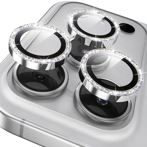 YWXTW Camera Lens Protector for iPhone 17 Pro/iPhone 17 Pro Max, [1 Step Installation Tray] Tempered Glass Screen Protector Metal Individual Camera Cover Accessories Case Friendly (Glitter Silver) - Image 1