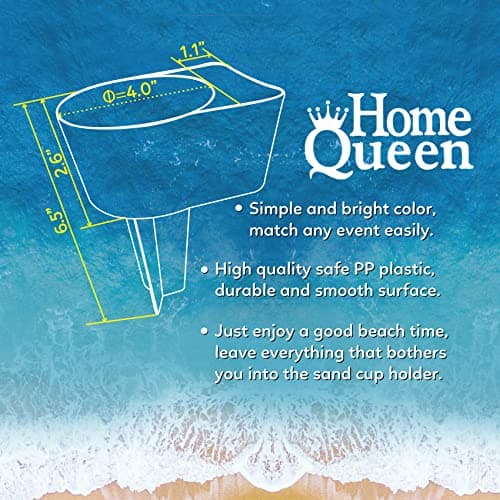 Home Queen Beach Cup Holder with Pocket, Multi-Functional Sand Cup Holder for Beverage Phone Sunglasses Key, Beach Accessory Drink Sand Coaster, Set of 4 (Blue, Teal, Orange and Green) - Thumbnail 2