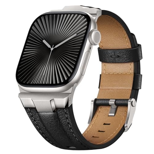 Suitisbest Leather Bands Compatible for Apple Watch Band 42mm 41mm 40mm 38mm, Genuine Leather Rugged Durable Metal Connector Replacement Strap for Women Men iWatch 11 10 9 8 7 6 5 4 3 SE - Image 1