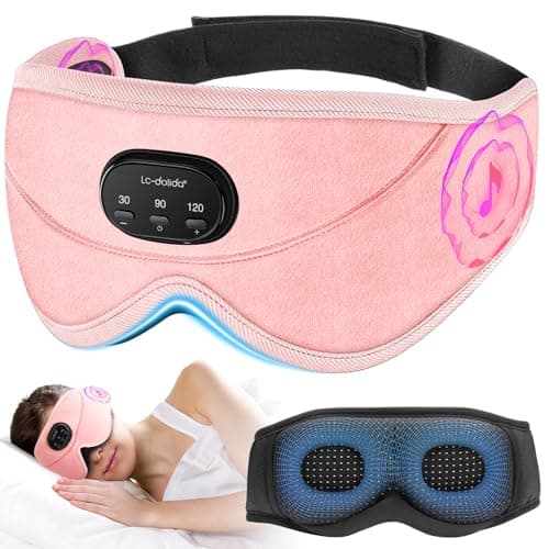 LC-dolida White Noise Sleep Mask, 3D Sleep Headphones with 16 Soothing Sounds, Bluetooth 5.4 Sleep Eye Mask with Timer, Total Blackout Sleeping Headphones for Side Sleeper(Pink) - Image 1