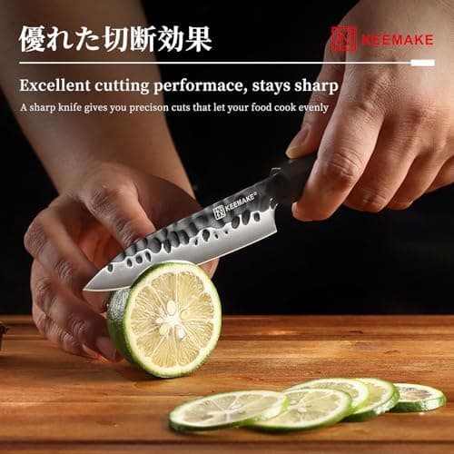 KEEMAKE Paring knife Japanese 4.5 inch Small Kitchen Knife, Japanese 440C Stainless Steel Sharp Fruit Knife with Octagonal Wood Handle Utility Knives - Thumbnail 3