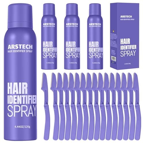 Dermaplane Razor for Women Face Hair Identifier Spray for Face Shaving Dermaplaning Tool Skin Body Dermaplaning Spray for Women with 16 Facial Razor Face Shaver Kit Facial Hair Removal (Purple 4 Pack) - Image 1