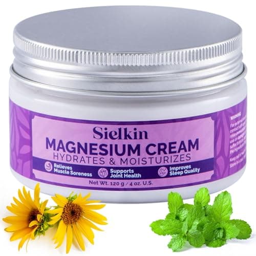 Sielkin Magnesium Body Lotion with Arnica & Centella – Fast-Absorbing Moisturizing Cream for Night Routine & Daily Comfort, Lightweight Body Butter for Legs, Arms & Feet, 4 oz
