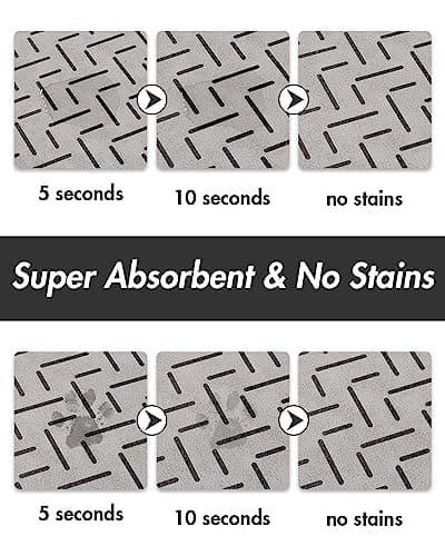 MontVoo-Absorbent Pet Feeding Mat-No Stains Quick Dry Dog Mat for Food and Water Bowl-Rubber Backing Dispenser Mat Accessories Supplies-Dog Bowl Messy Drinkers,(Light Grey,17"x28") - Thumbnail 2