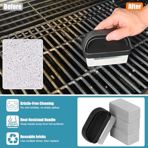 BLUES GRILL PARTS 25 Pack Aluminum Drip Pans & 4 Pack Grill Cleaning Pumice Bricks with Handle, Compatible with Weber Spirit, Genesis, Traveler, Q Series, Disposable Foil Grease Trays, for BBQ/Camping - Thumbnail 4