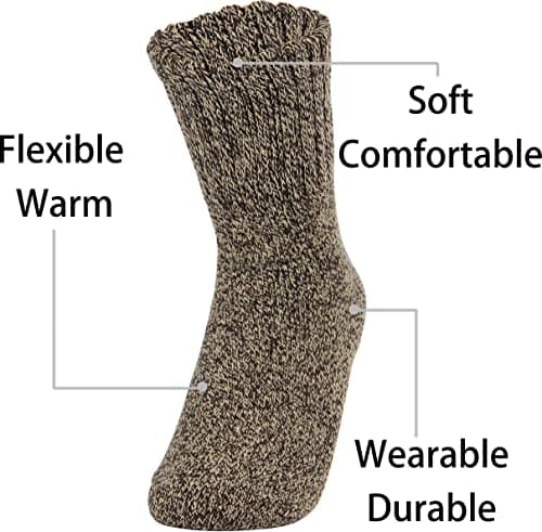 Weweya Thick Socks for Winter Womens Thick Warm Winter Vintage Knit Thermal Soft Comfort Crew Socks Home Sleeping Sock Black, Brown, Grey - Thumbnail 3