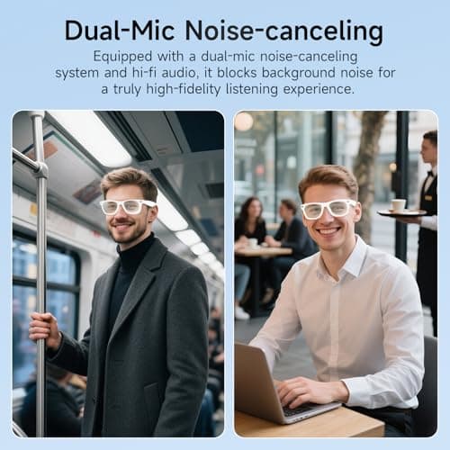 sunvito Smart Glasses Headphones, Safety Glasses with Bluetooth Speaker, UV Protection & Blue Light Blocking, Voice Control, for Indoor & Outdoor Use(White) - Thumbnail 4