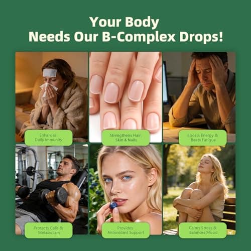 Vitamin B Complex Drops, Active B12 Methylcobalamin 5000mcg, B6, B1, B2, B5, B7, B3, Folate with Vitamin C, B12 Sublingual Liquid Fast Absorption | Boost Energy, Focus & Immunity, Vegan | 60 Servings - Thumbnail 3