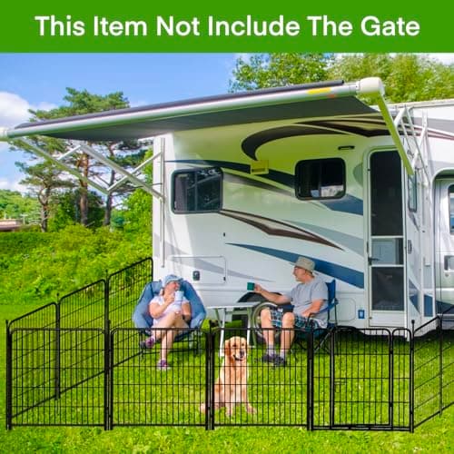 ADAVIN Tall Garden Fences and Borders for Dogs, Low Threshold Door, 48 in(H) 8 Panels Total 17.7 Ft(L) Dog Fences for The Yard, Modular Fencing, Garden Fence with Gate, Pet Fence - Thumbnail 6