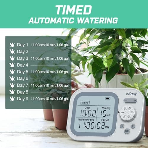 Automatic Plant Waterer Indoor Self Watering System for 15 Potted Plants, Auto Drip Irrigation Kit Programmable Water Timer with Smart Humidity Detection - Thumbnail 4