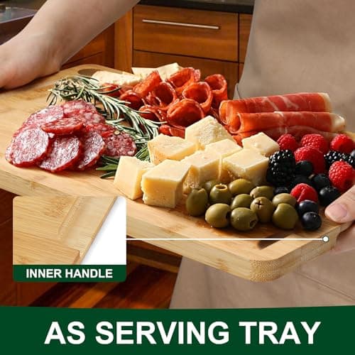 Bamboo Cutting Board Set of 3 - Durable Bamboo Cutting Boards with Deep Juice Grooves & Built-in Handles & Hanging Holes, Reversible Wooden Cutting Boards for Kitchen, Meat, Vegetables - Thumbnail 6