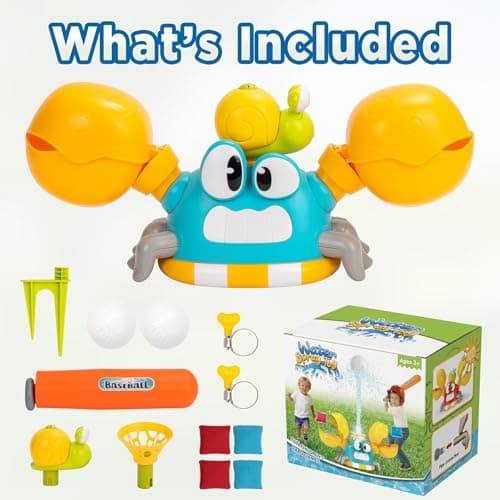 Water Sprinkler for Kids, 3-in-1 Crab Outdoor Toy with Toss Game, Batting Game & Splashing Fun, Attaches to Garden Hose, Summer Backyard Lawn Toy for Boys & Girls Ages 3-8 - Thumbnail 6