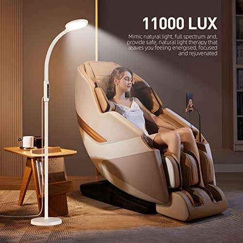 FBBJFF Light Therapy Lamp 11000 Lux, LED UV-Free Sunlight Lamp,Full Spectrum Happy Therapy Lamp with 10 Adjustable Brightness Levels, 2 in 1 Retractable Floor Light Therapy Lamp - Thumbnail 2