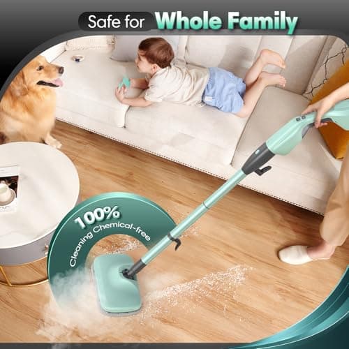 Standable Safe & High Temp Steam Mop Cleaner for Deep Cleaning, Powerful MultiPurpose and Heavy Duty Handheld Steam Cleaner, Detachable Floor Steamer with 18 Accessory for Hardwood Laminate Tile Grout - Thumbnail 5
