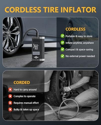 Aneson Tire Inflator Portable Air Compressor, 2X Fast Air Pump with Digital Gauge 150 PSI, Auto Shutoff for Roadside Inflation, Daily Car Care, Motorcycles, Bikes, and Sports Ball, One-Click Start - Thumbnail 5
