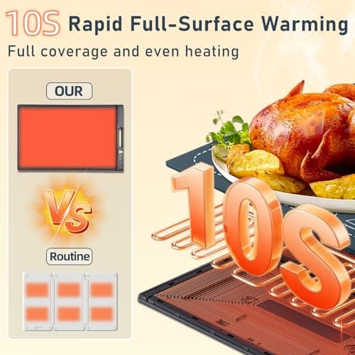 Food Warming Tray,10-Second Fast Heating,7 Temperature Settings with Timer & Overheat Protection.Warming Trays for buffets Party & Daily Use, Flexible Storage,Keeps Food Warmers and Fresh (Dark Blue) - Thumbnail 2