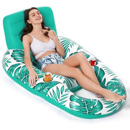 Jasonwell Inflatable Pool Float Adult - Pool Floaties Lounger Floats Raft Floating Chair Water Floaties for Swimming Pool Lake Lounge Float with Cup Holders Beach Pool Party Toys for Adults
