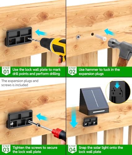 KOOPER Solar Fence Lights Outdoor Waterproof 10 Pack, Solar Fence Lights with Ultra-Bright LED Lens, 10 Modes & 9 Colors Outdoor Solar Lights for Fence, Backyard, Railing, Patio, Wall, Step, Deck - Thumbnail 4