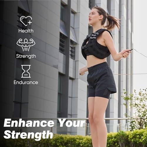 Weighted Vest, 6lbs/8lbs/12lbs/16lbs/20lbs/25lbs/30lbs Weights Vest for Women Men with Reflective Stripe for Workout, Strength Training, Running, Walking (16LB) - Thumbnail 6