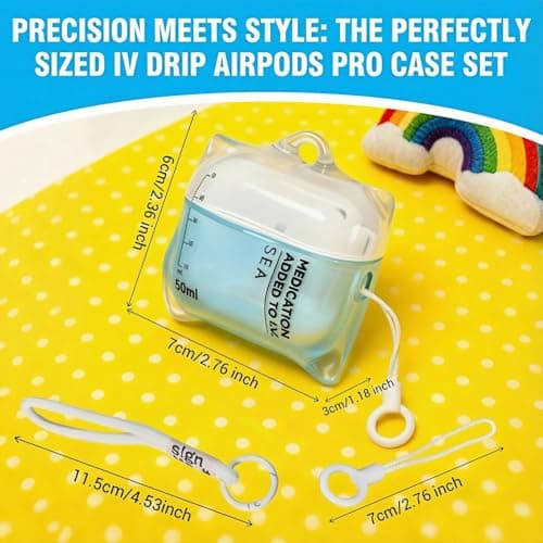 ZZTLHDS Music Drip Compatible AirPods Case, Compatible with AirPods Pro 1/2 and AirPods 4rd, Liquid Silicone Anti Fall Protective Cover with Lanyard (AirPods Pro 1/2-Blue) - Thumbnail 4